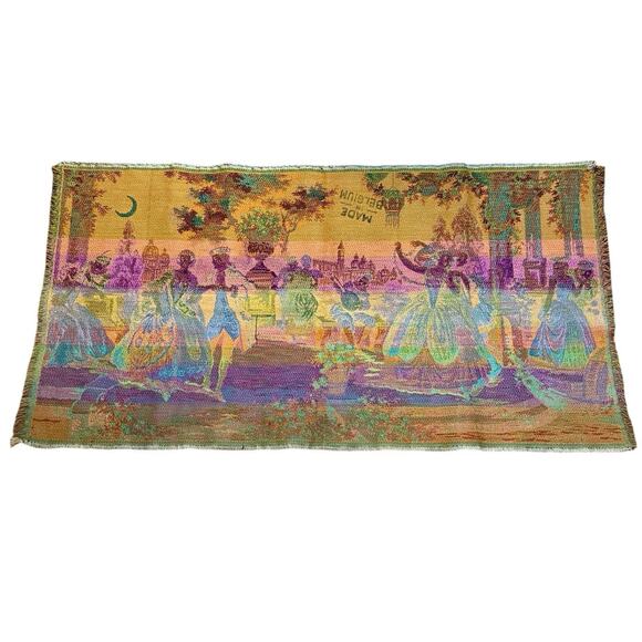 VTG Antique Moonlight Serenade Belgian Tapestry Wall Hanging Rococo 38” X 20” - Picture 3 of 16